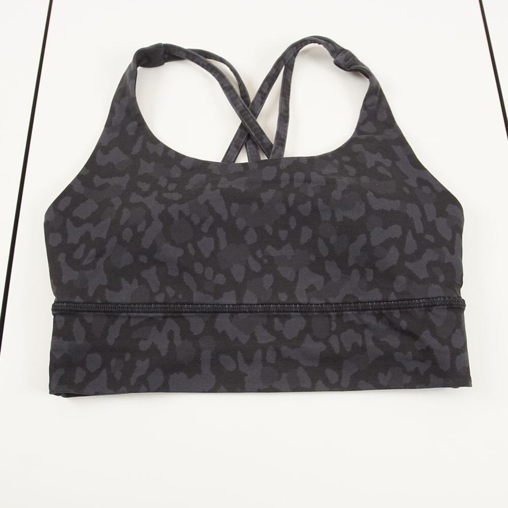 Lululemon Energy Bra Long Line Formation Camo Gray Sports Bra Womens Sz 4